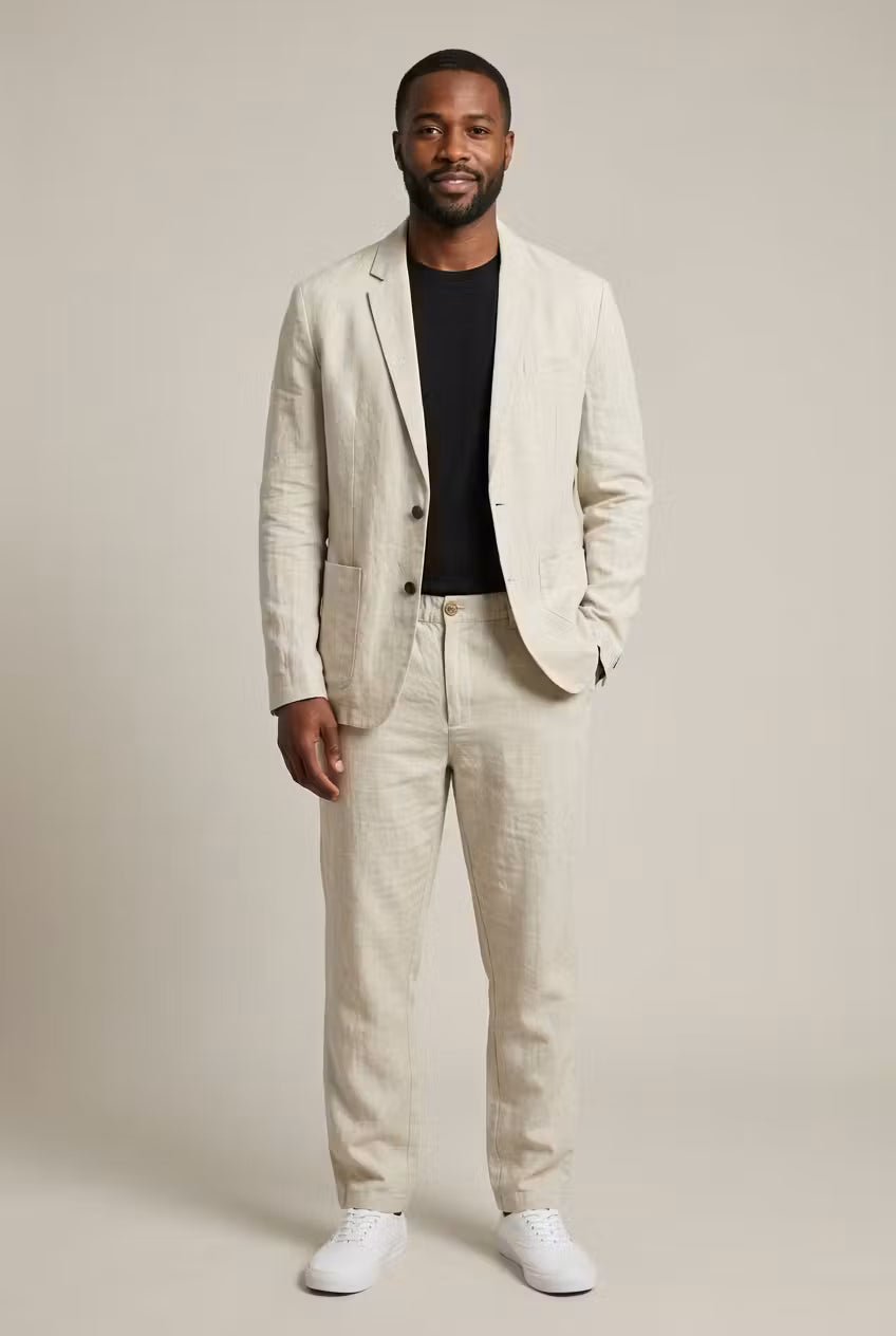 Alexander | Men's Relaxed-Fit Two-Piece Linen Suit Set – Prescott Mode
