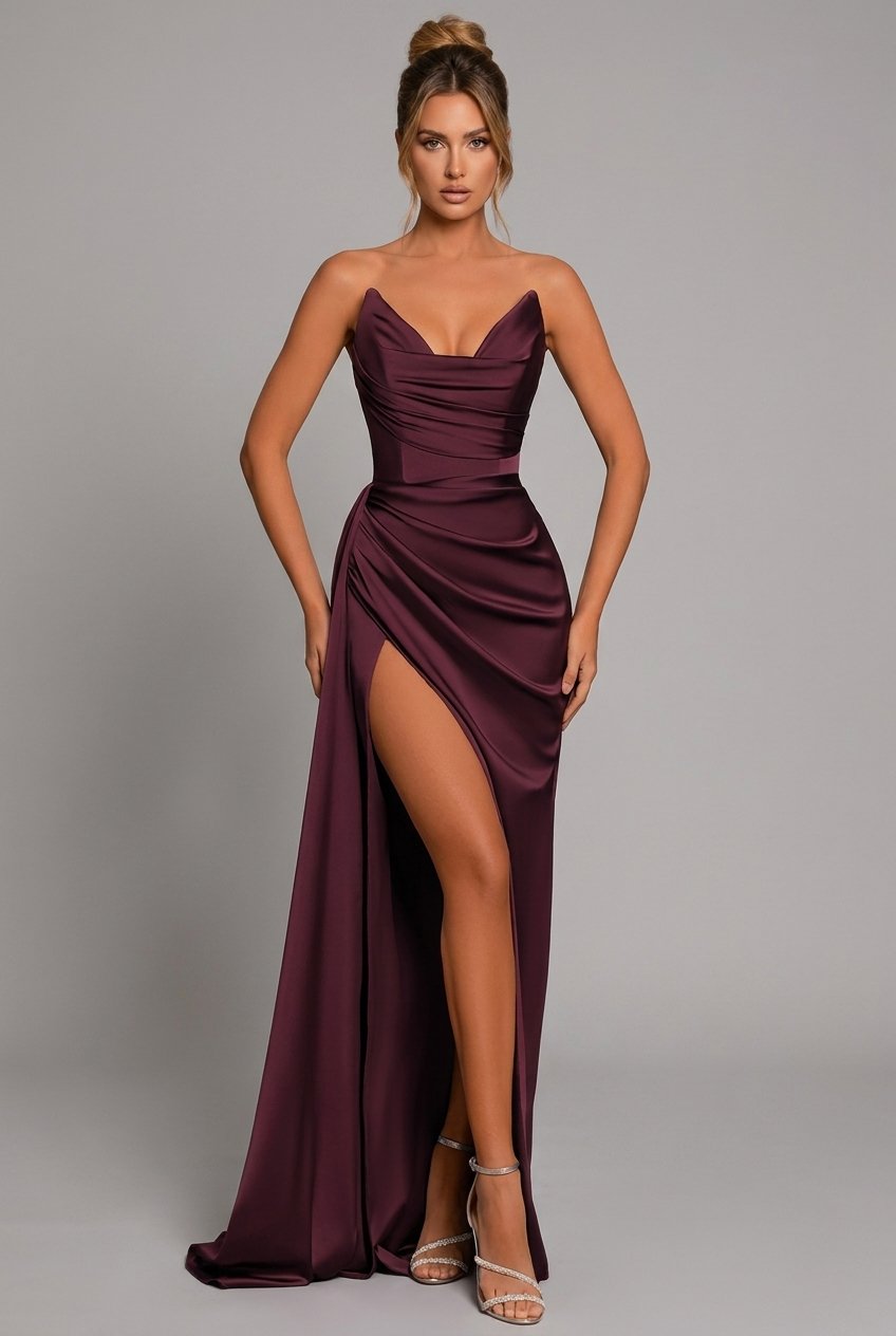 bodycon split maxi dress Luna Spandex Designer Style Id Color:#17-Ice Apricot black bodycon sequin party dress Bridesmaid Dresses for Halloween: