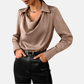 Aurora | Women’s Elegant Draped Collar Satin Blouse Prescott Mode