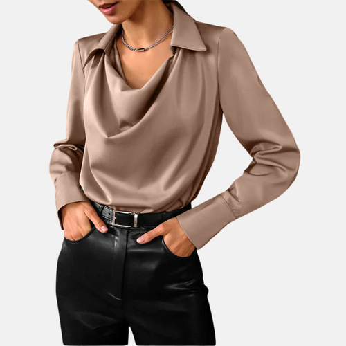 Aurora | Women’s Elegant Draped Collar Satin Blouse Prescott Mode