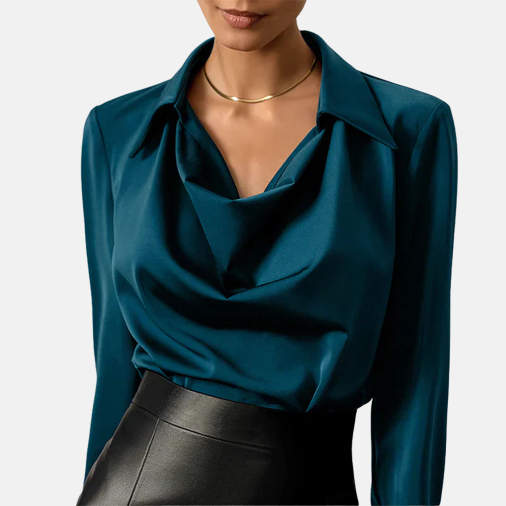 Aurora | Women’s Elegant Draped Collar Satin Blouse Prescott Mode