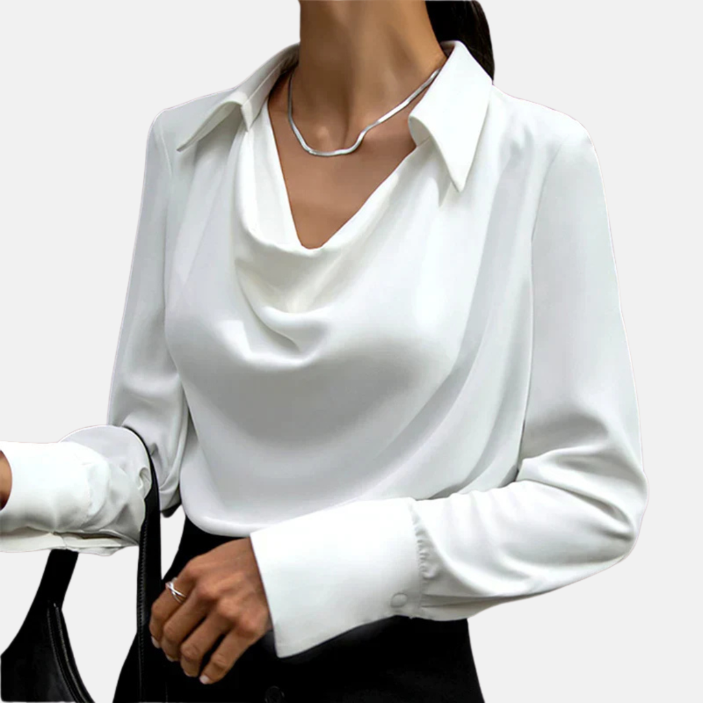 Aurora | Women’s Elegant Draped Collar Satin Blouse Prescott Mode