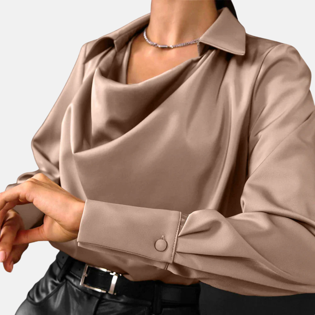Aurora | Women’s Elegant Draped Collar Satin Blouse Prescott Mode