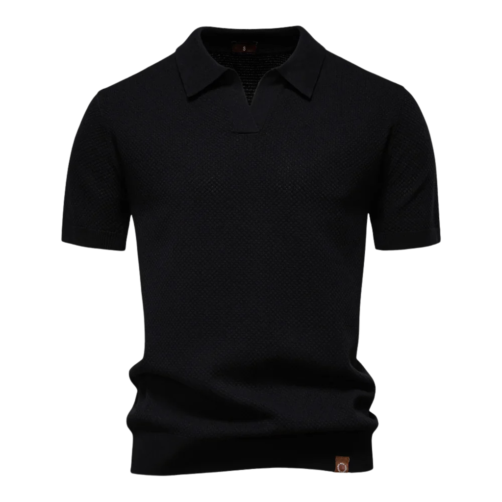 Lucas | Men’s Textured Knit Polo Shirt Prescott Mode