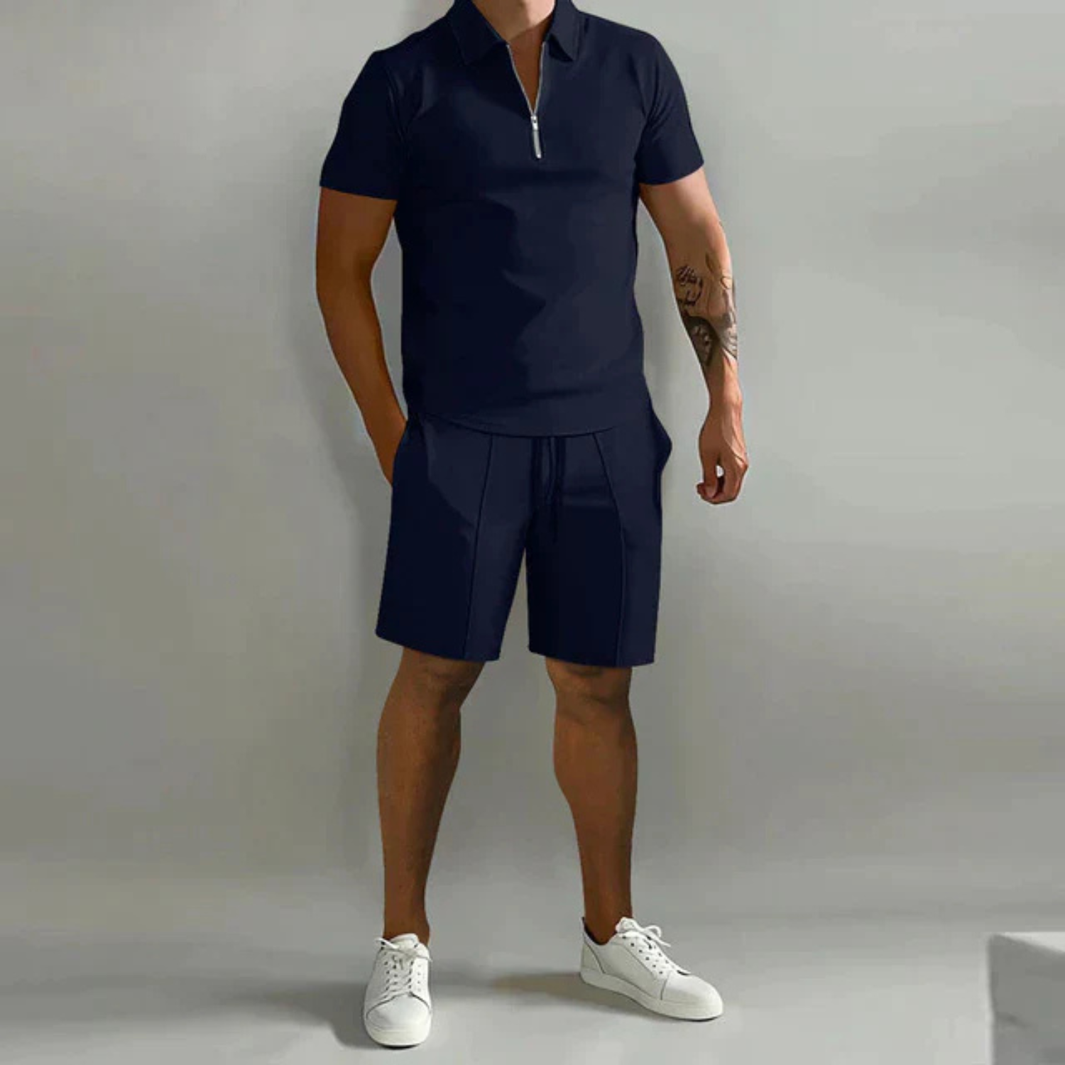 Men's Comfortable Polo and Shorts Two-Piece Set Prescott Mode
