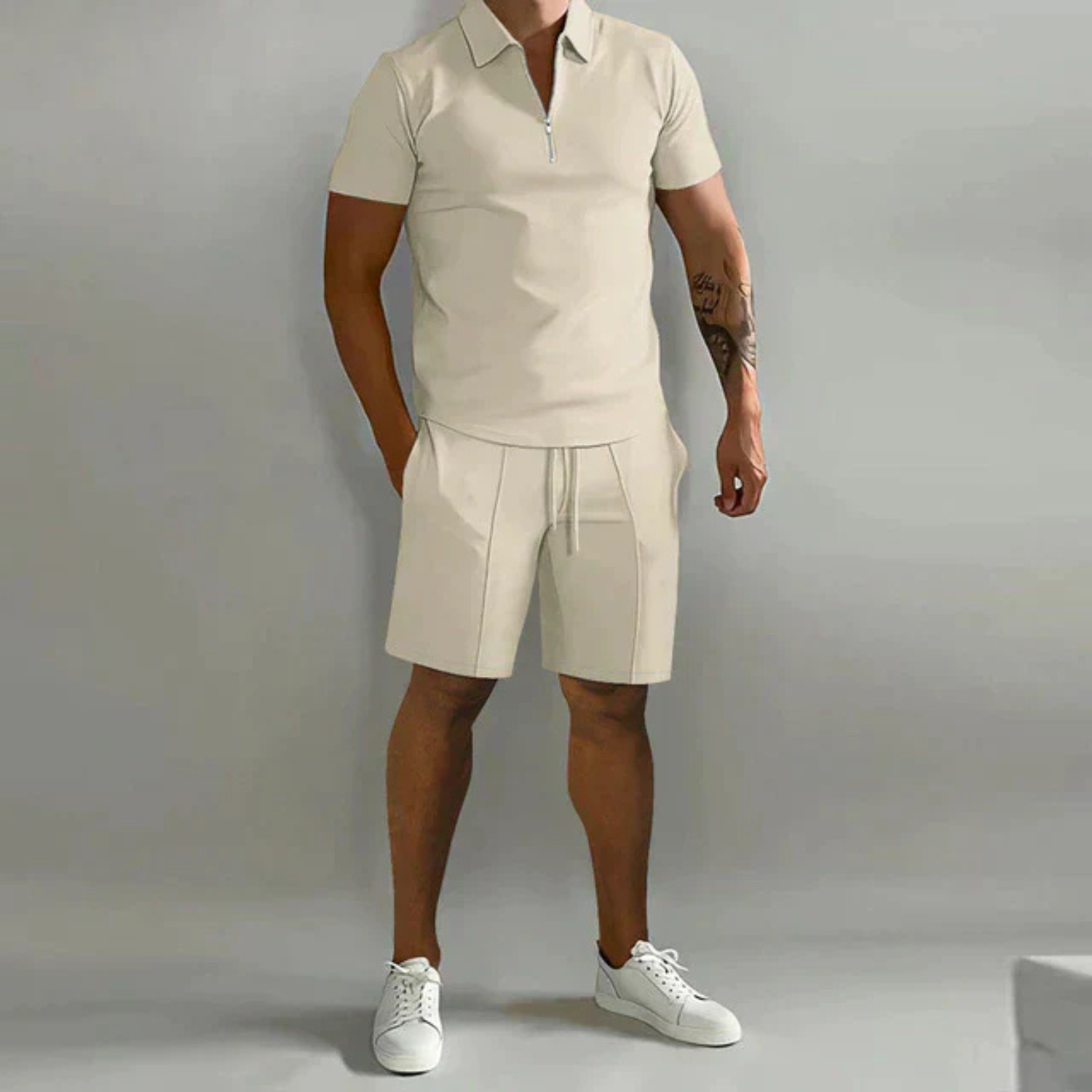 Men's Comfortable Polo and Shorts Two-Piece Set Prescott Mode