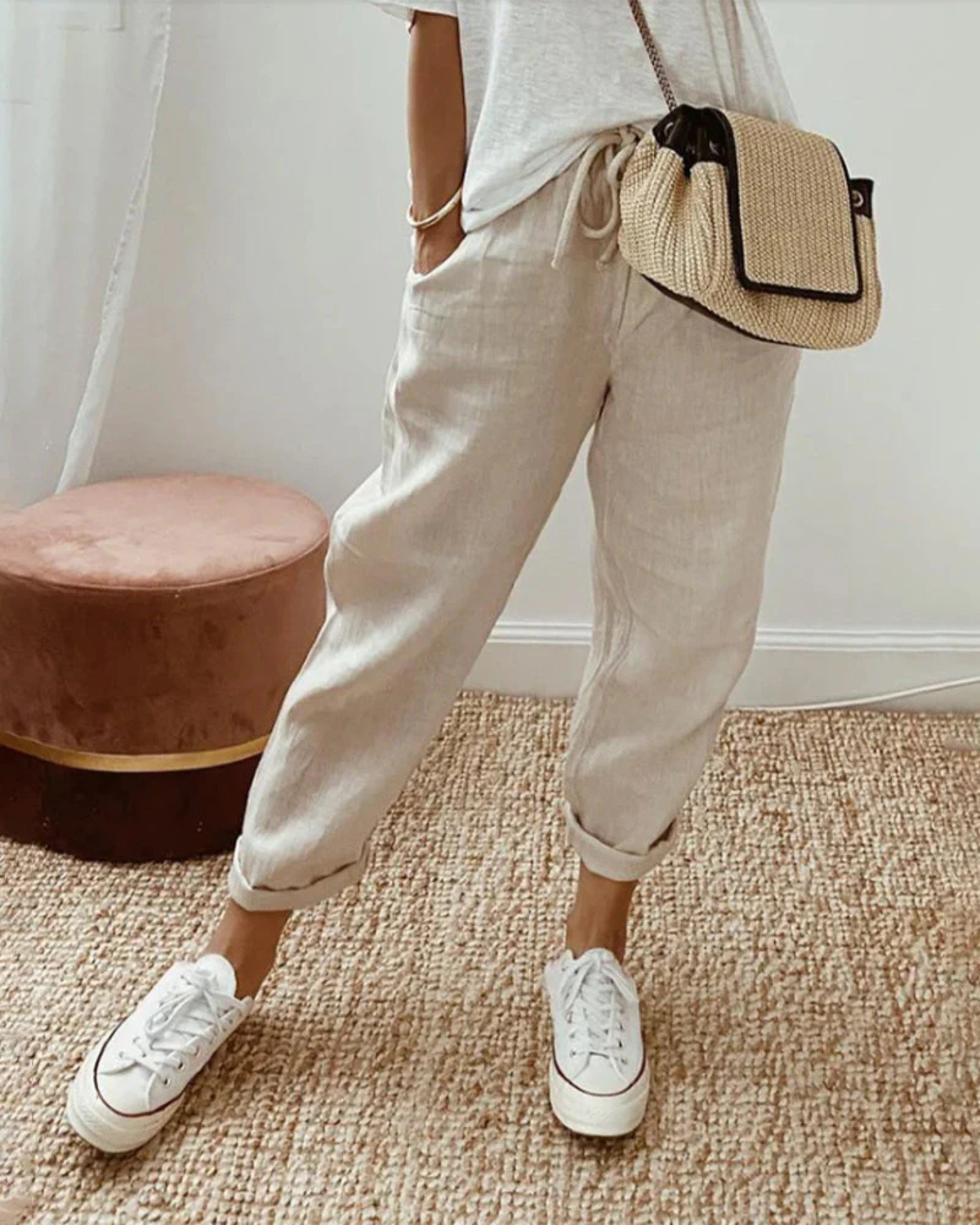 Women's Drawstring Linen Pants Prescott Mode