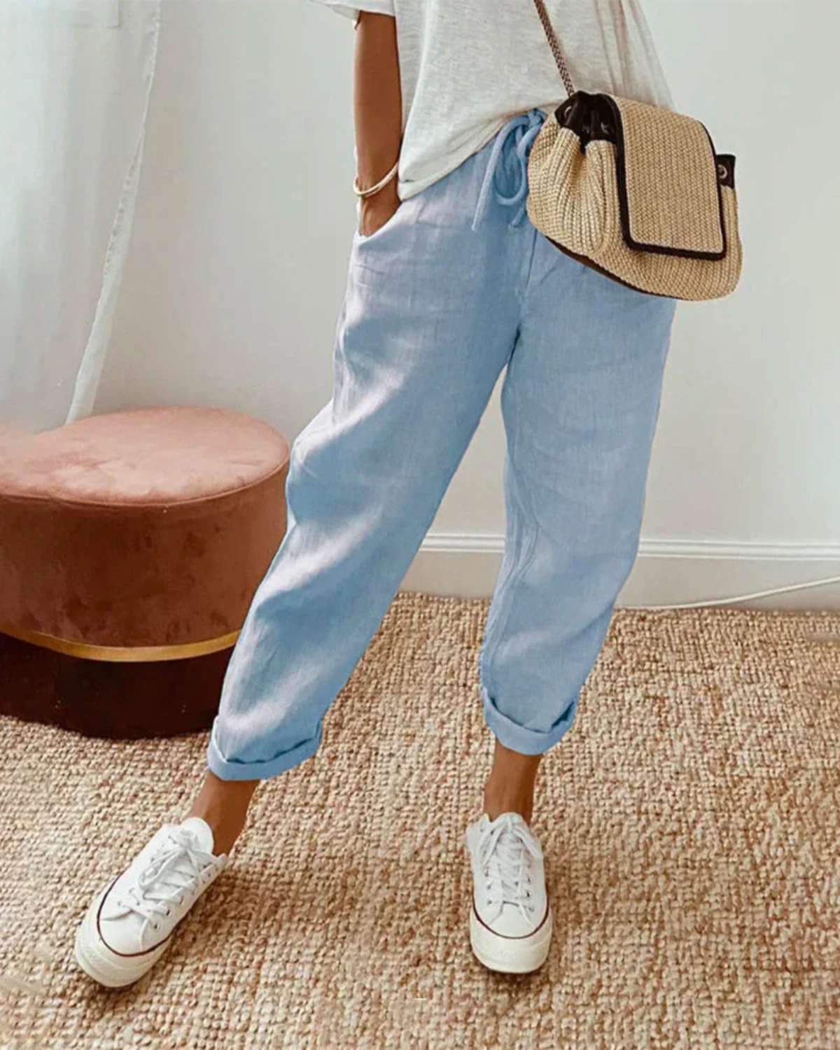 Women's Drawstring Linen Pants Prescott Mode