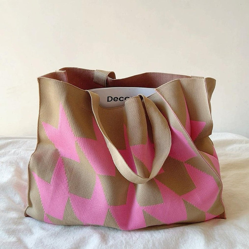 Graphic Print Oversized Canvas Tote Bag One Size - Rosa