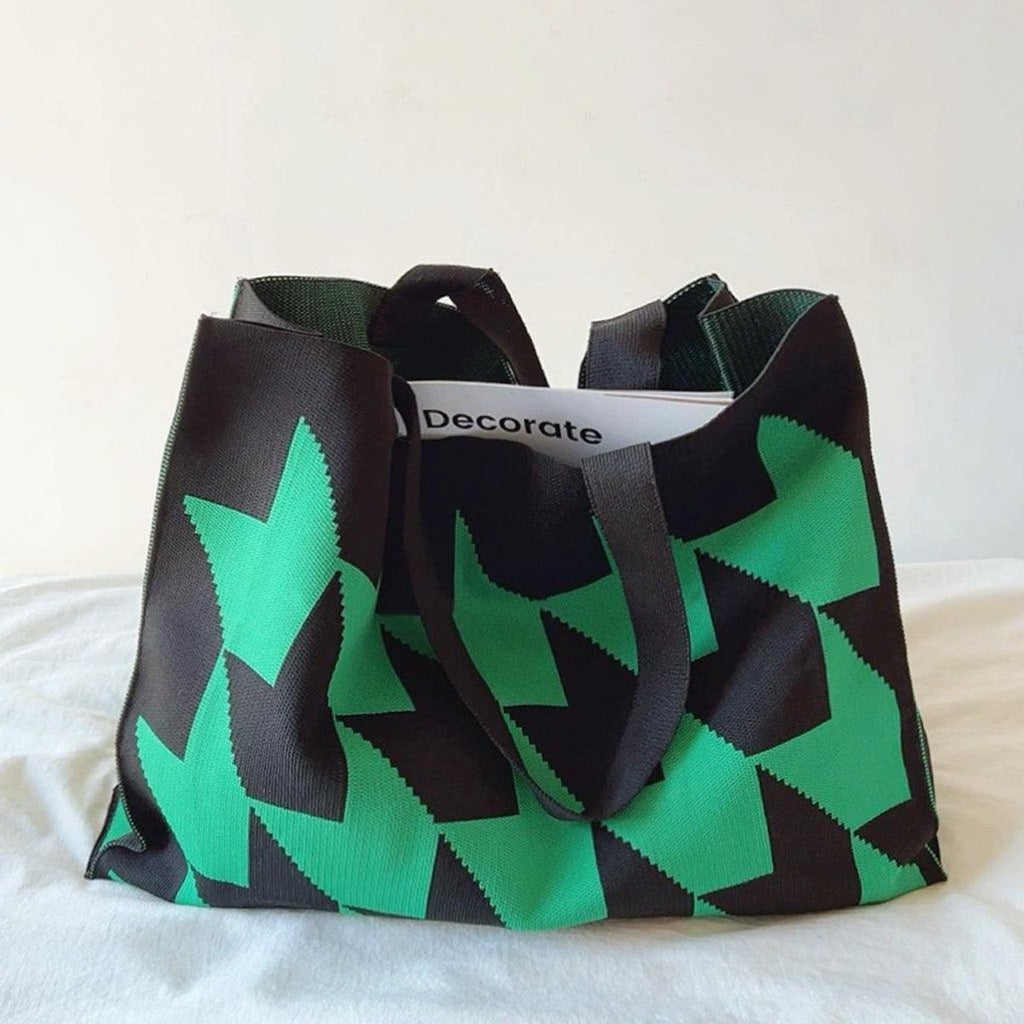 Graphic Print Oversized Canvas Tote Bag One Size - Grün