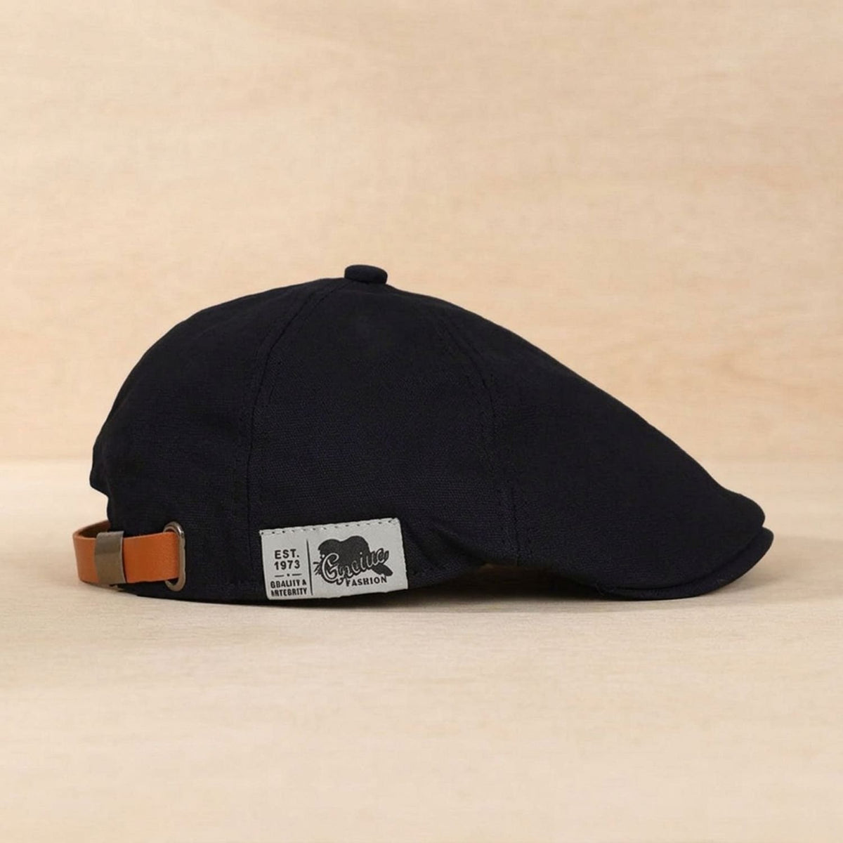 Men's Adjustable Cotton Flat Cap Newsboy Beret Hat - Black
