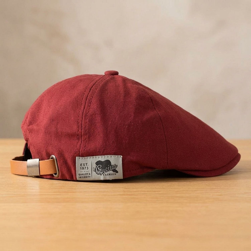 Men's Adjustable Cotton Flat Cap Newsboy Beret Hat - Red