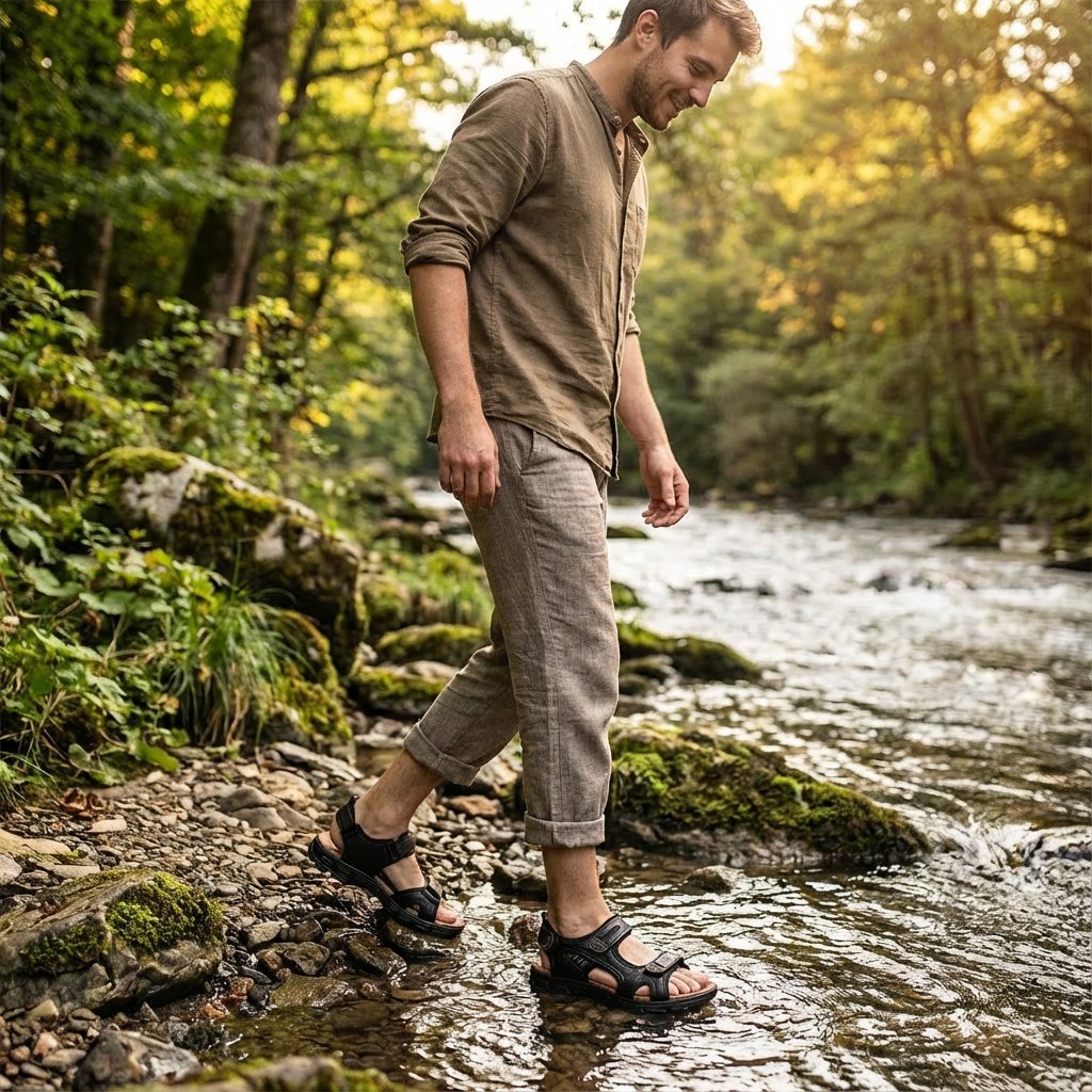 Men's Adjustable Velcro-Strap Outdoor Trekking Sandals