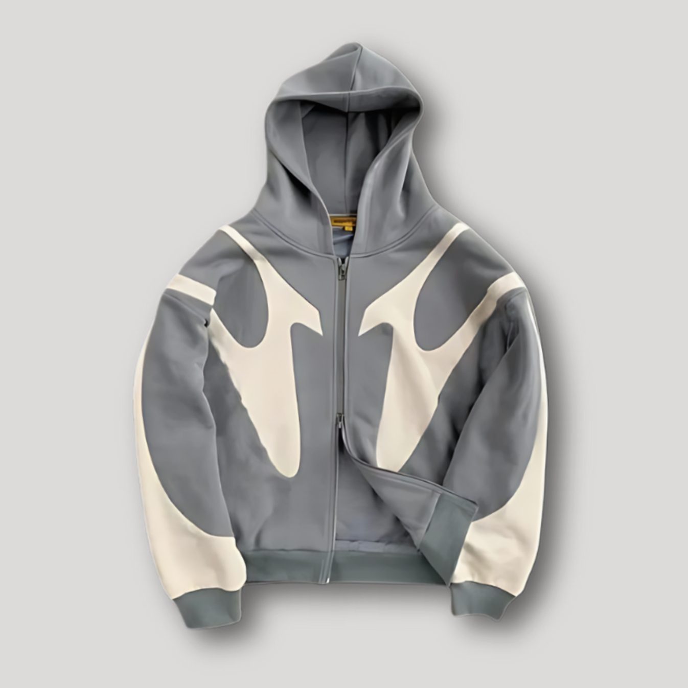 Men's Bold Contrast-Panel Full-Zip Graphic Hoodie - Gray