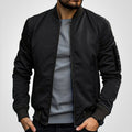 Mens Bomber Jacket Classic Zip-Up Lightweight Outerwear - Black