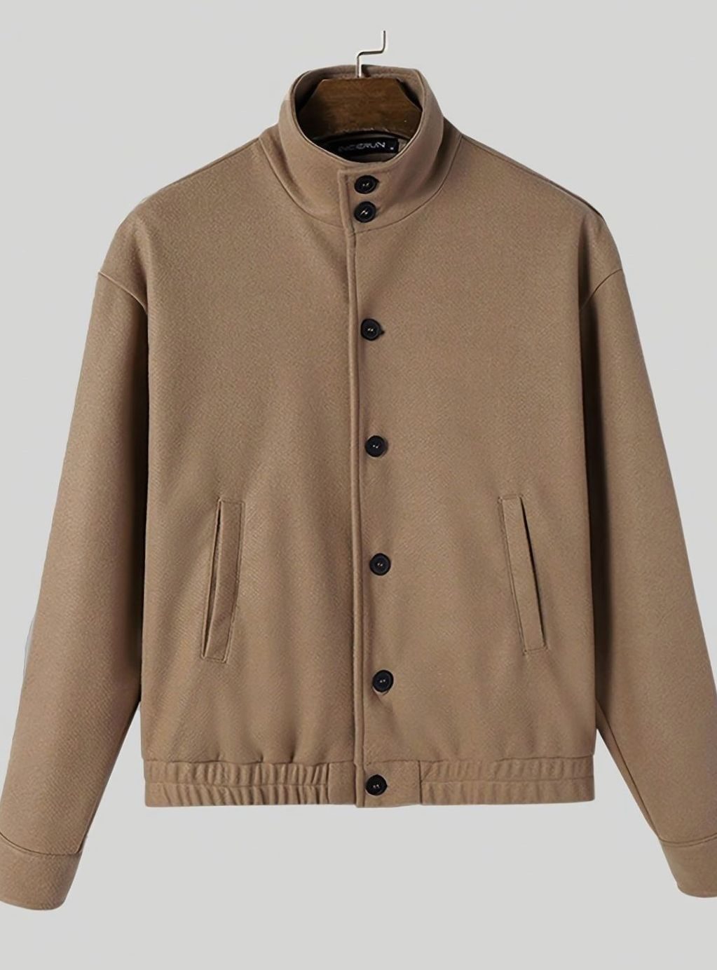 Men's Button-Front Wool-Blend Bomber Jacket