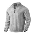 Men's Cable Knit Sweater Quarter-Zip Pullover - Marled Gray