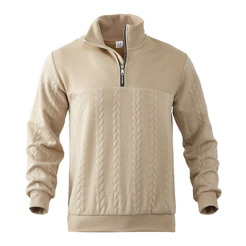 Men's Cable Knit Sweater Quarter-Zip Pullover