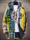 Mens Cardigan Fleece-Lined Zip-Up Hoodie Abstract Art Print - Multicolor