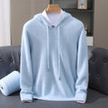 Men's Cashmere Hooded Pullover Sweater Soft Knit Hoodie - Blue