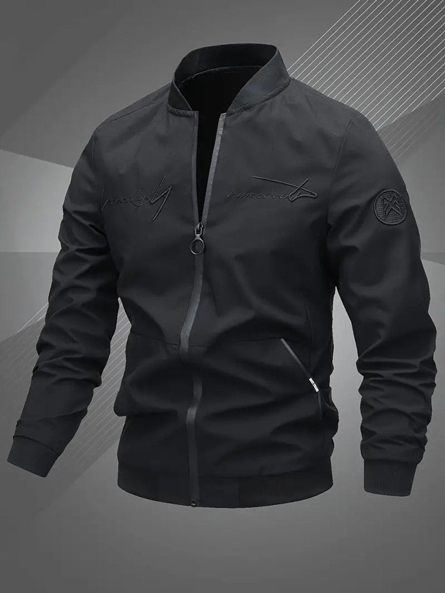 Men's Casual Lightweight Zip-Up Mens Bomber Jacket - Black