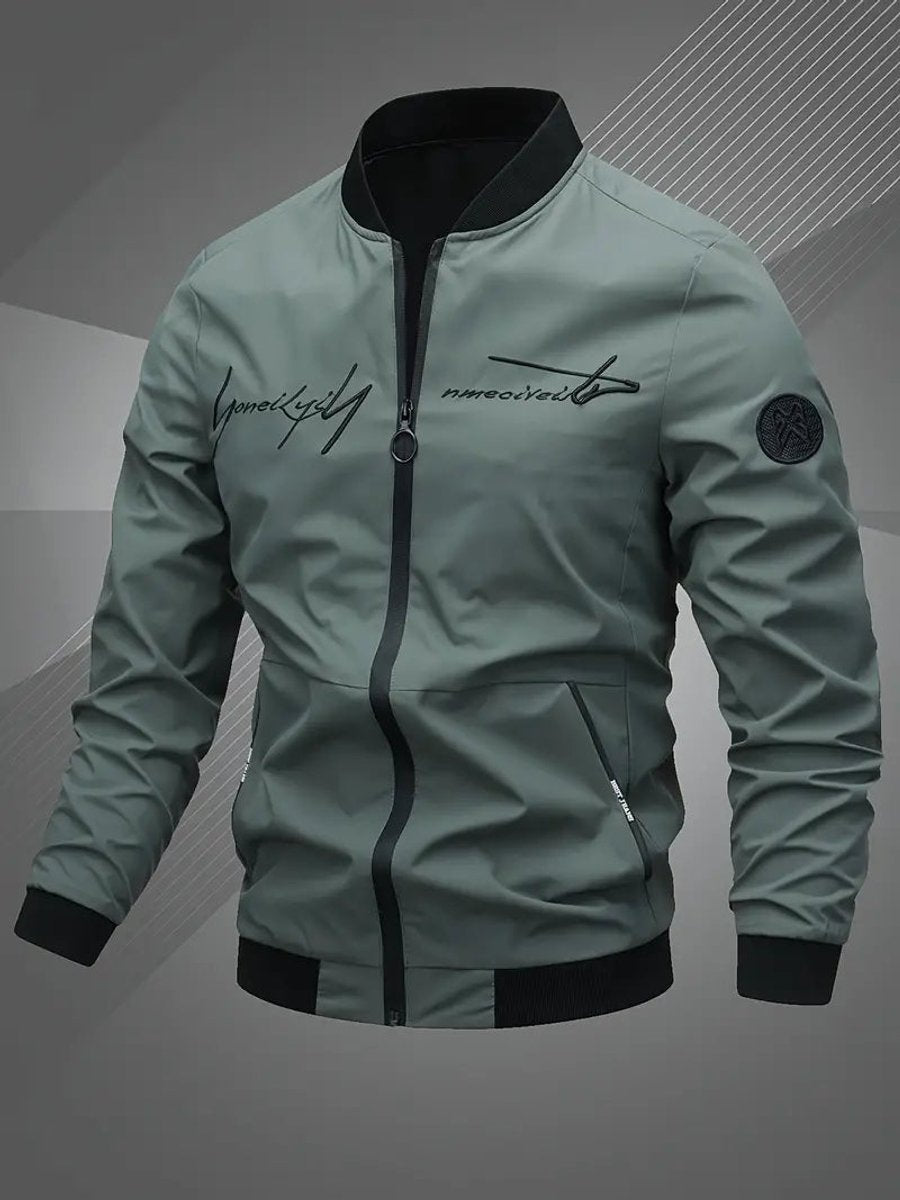 Men's Casual Lightweight Zip-Up Mens Bomber Jacket - Army Green