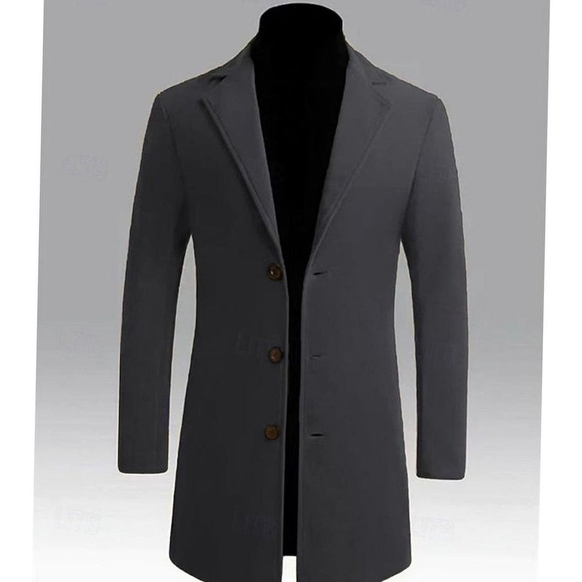 Men's Classic Long Wool Coat Single-Breasted Overcoat