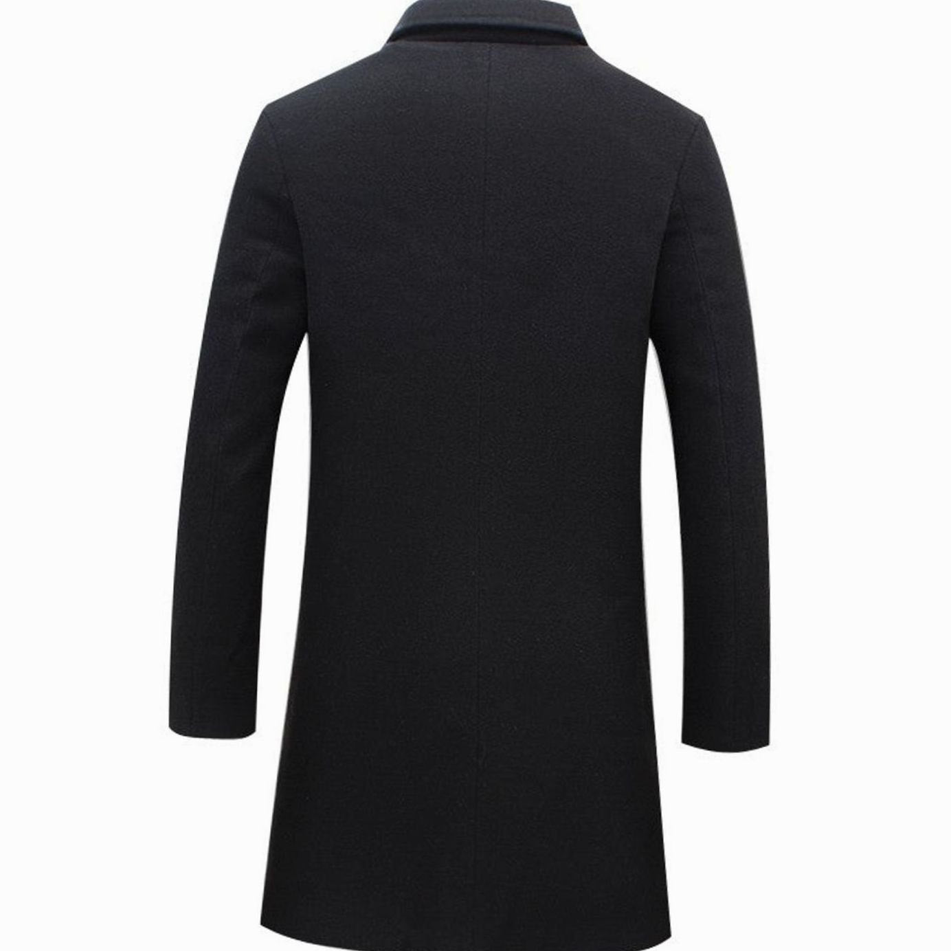 Men's Cold Weather Tailored Single-Breasted Long Wool-Blend Overcoat