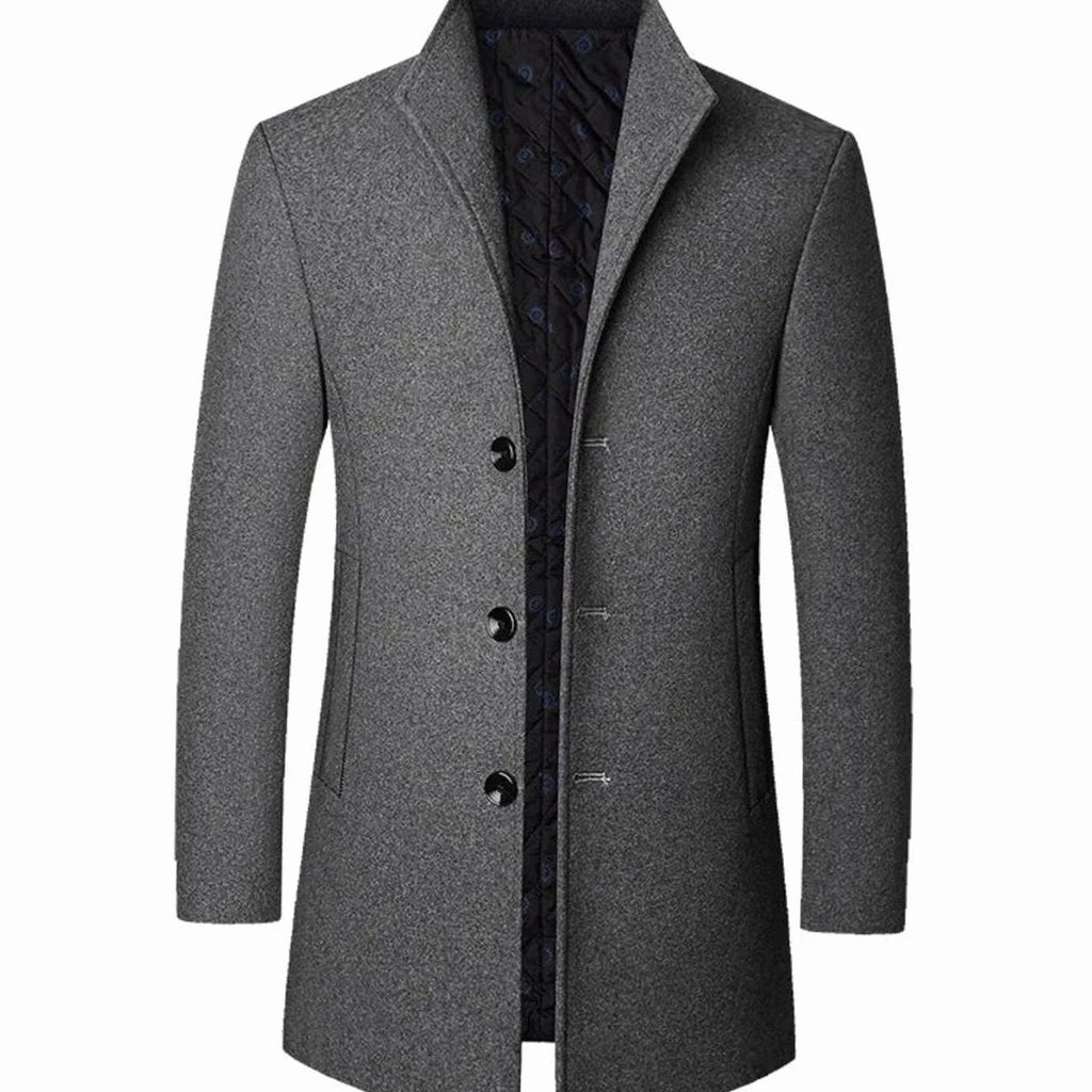 Men's Cold Weather Wool Blend Single-Breasted Overcoat - Grey