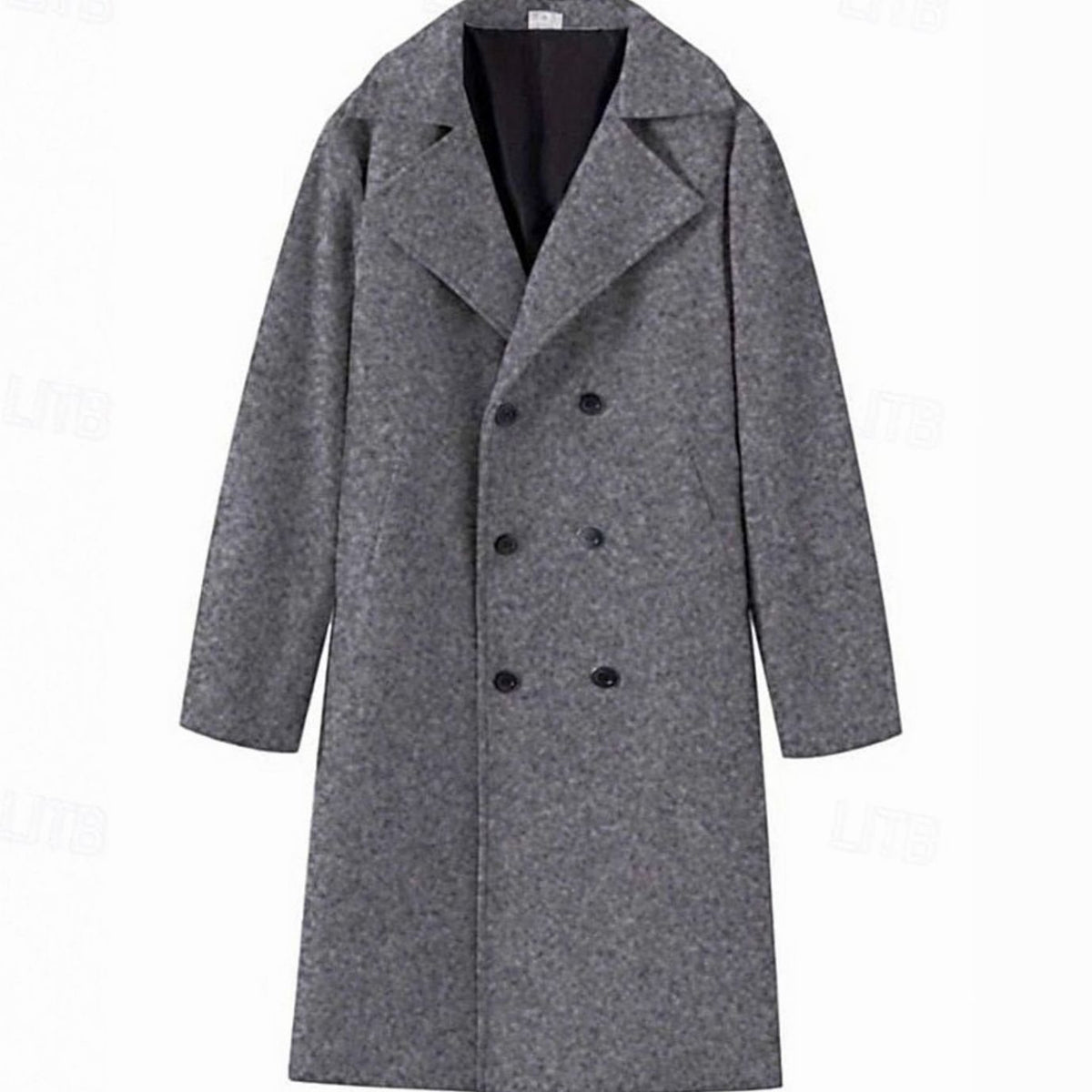 Men's Double-Breasted Tailored Long Wool Coat