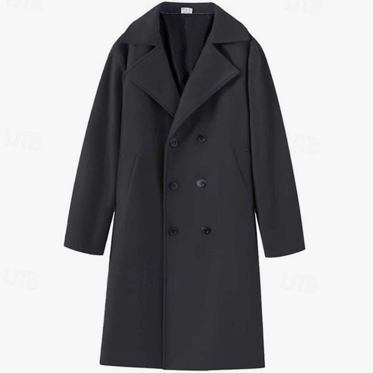 Men's Double-Breasted Tailored Long Wool Coat
