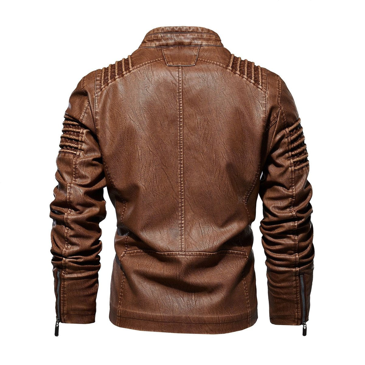 Men's Faux Leather Jacket Structured Shoulder Moto Biker Style