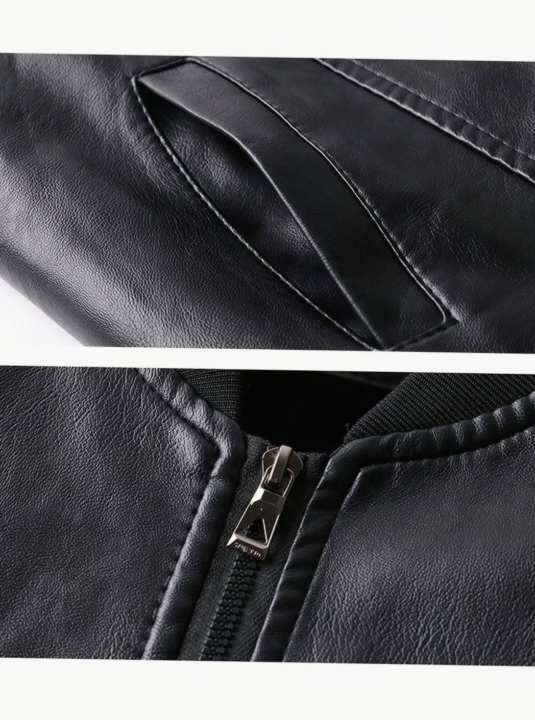 Men's Faux Leather Zip-Up Bomber Jacket