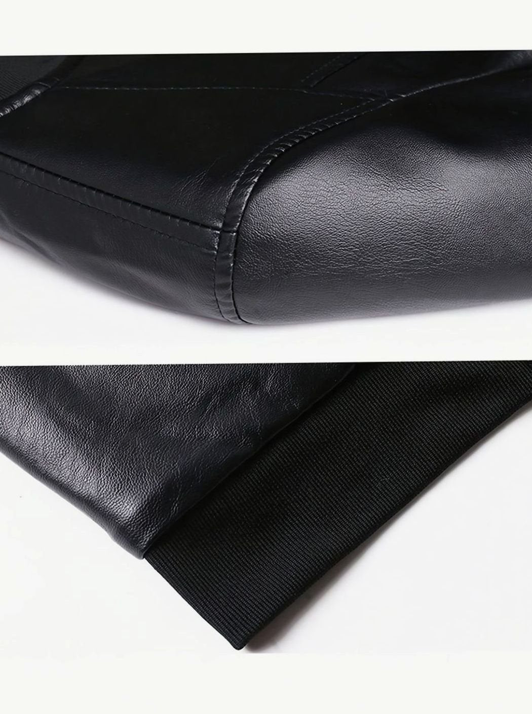 Men's Faux Leather Zip-Up Bomber Jacket