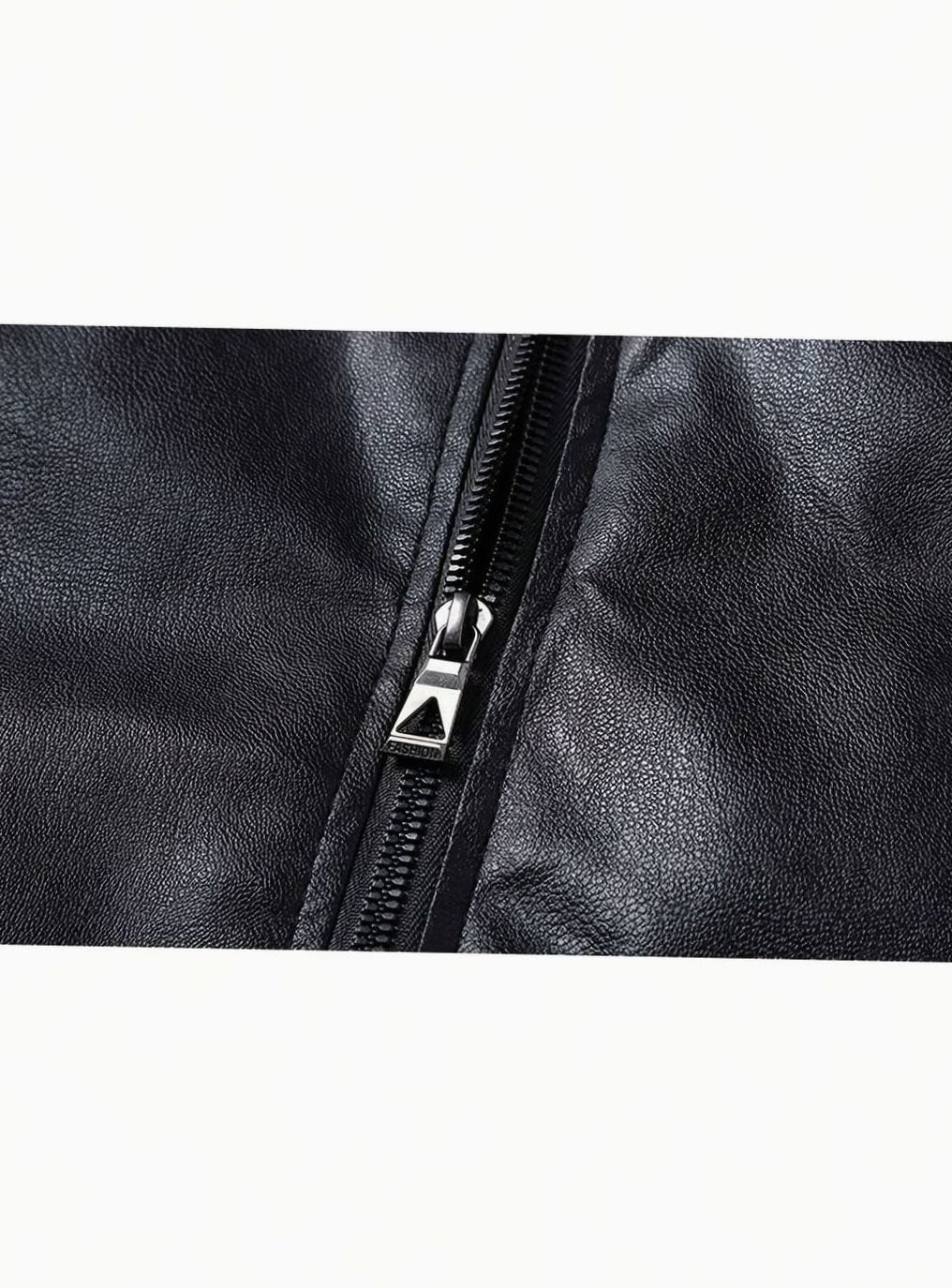Men's Faux Leather Zip-Up Bomber Jacket