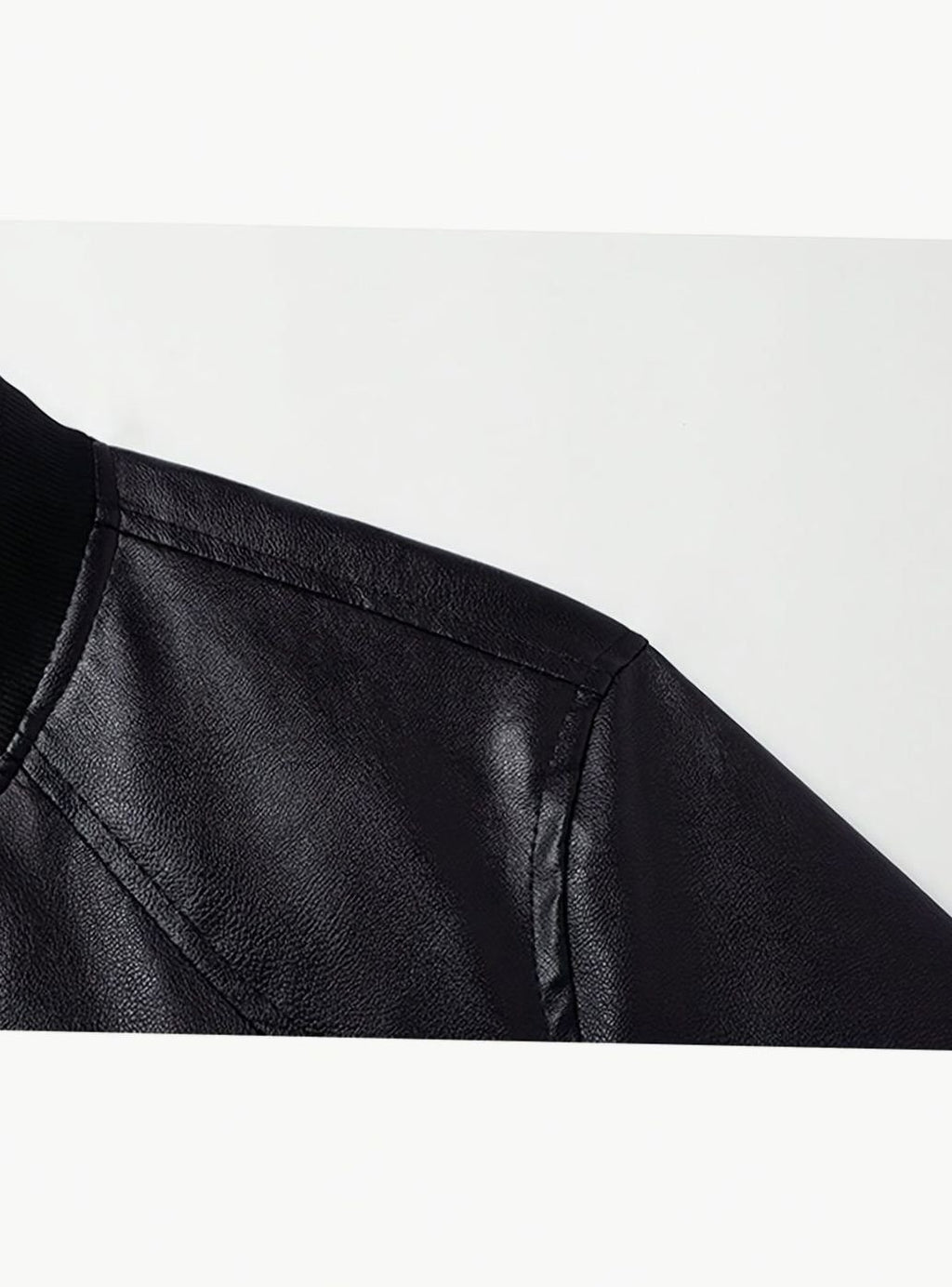 Men's Faux Leather Zip-Up Bomber Jacket