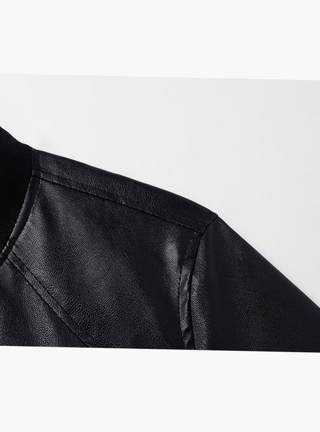 Men's Faux Leather Zip-Up Bomber Jacket