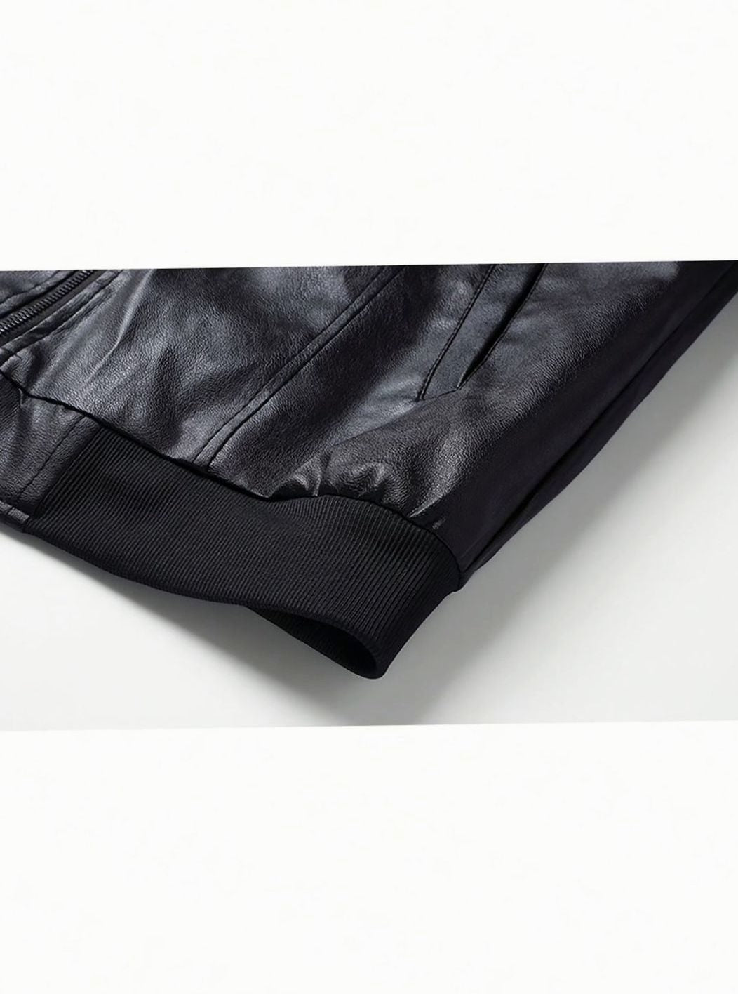 Men's Faux Leather Zip-Up Bomber Jacket