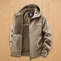 Men's Fleece-Lined Hooded Full-Zip Outdoor Jacket - Khaki