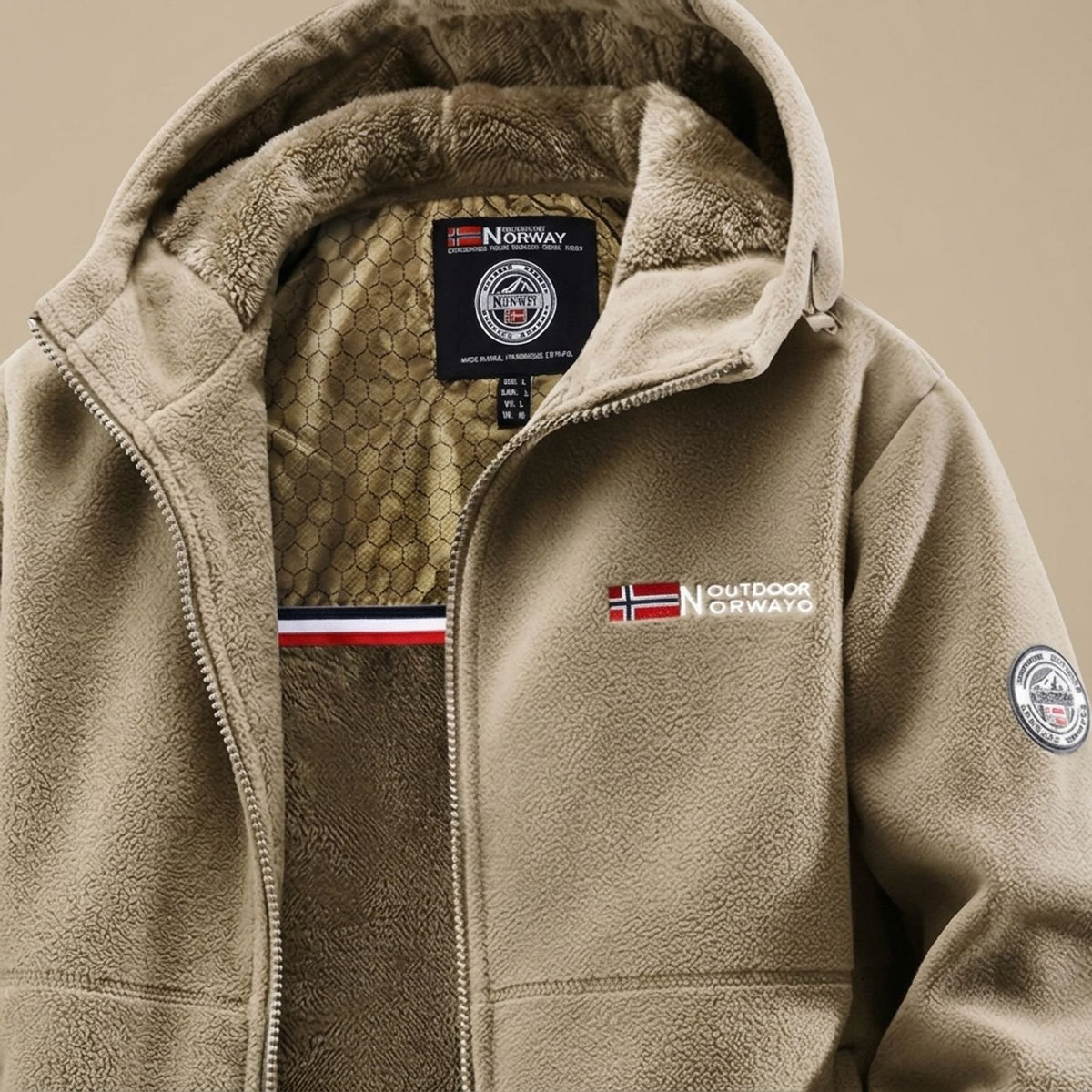 Men's Fleece-Lined Hooded Full-Zip Outdoor Jacket