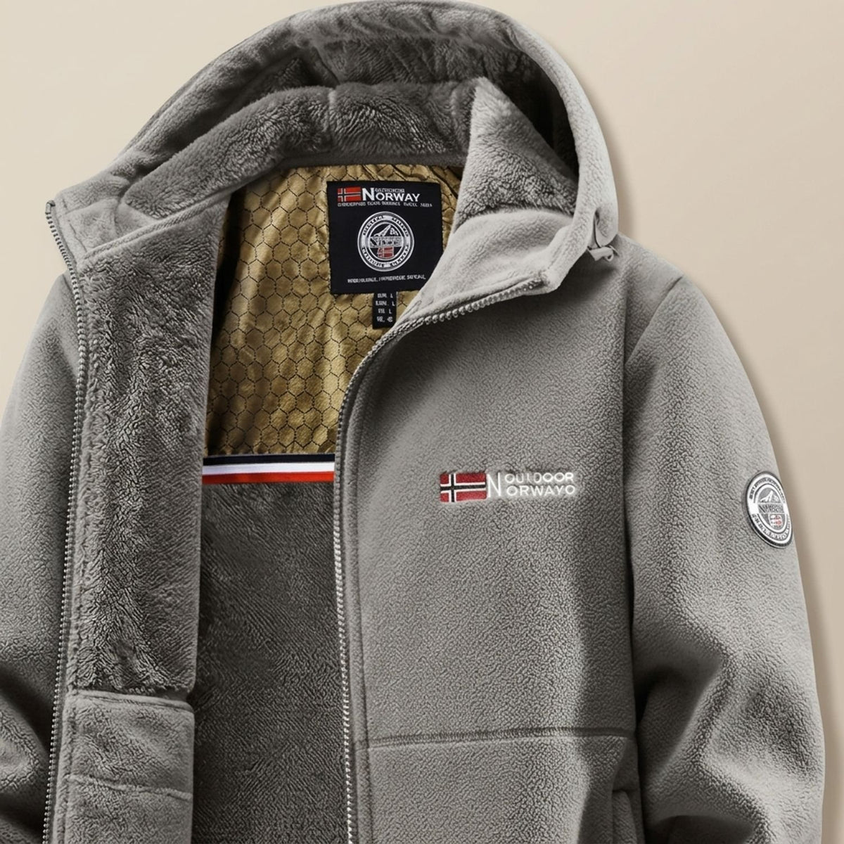 Men's Fleece-Lined Hooded Full-Zip Outdoor Jacket