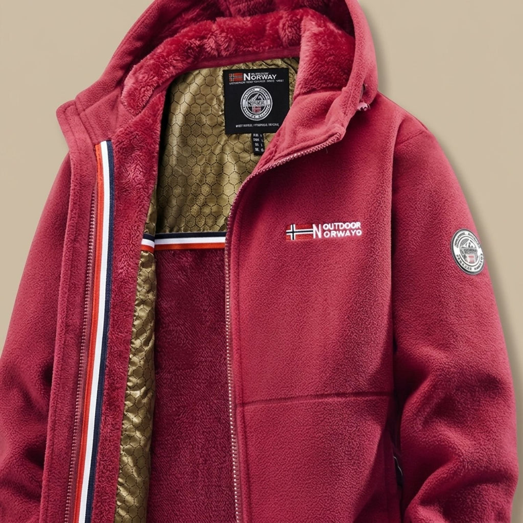 Men's Fleece-Lined Hooded Full-Zip Outdoor Jacket