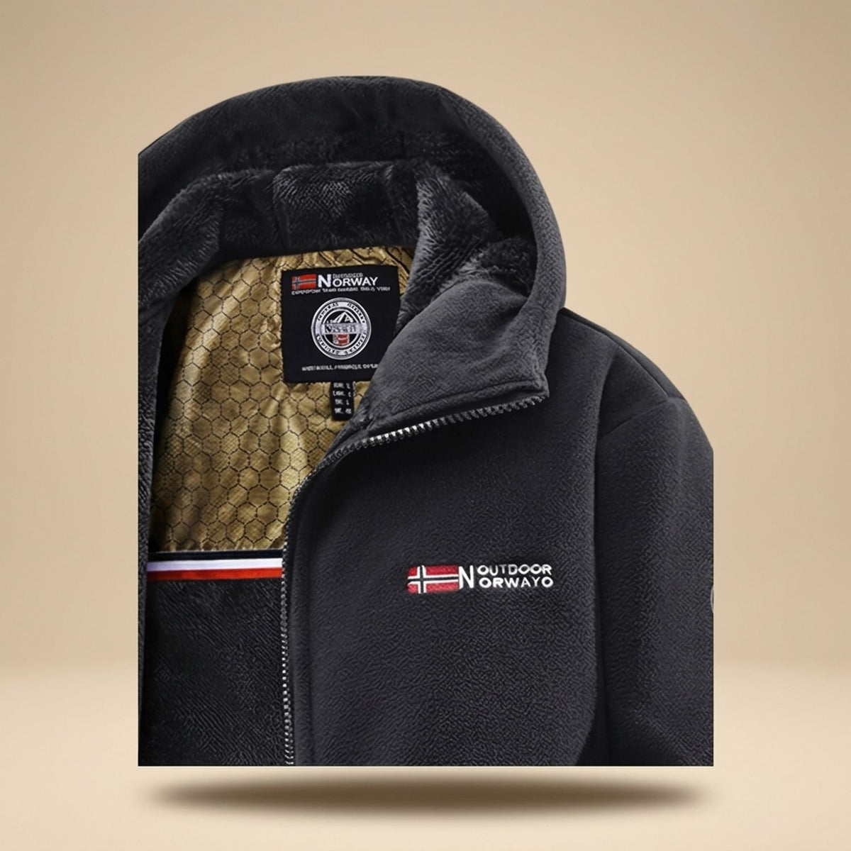 Men's Fleece-Lined Hooded Full-Zip Outdoor Jacket