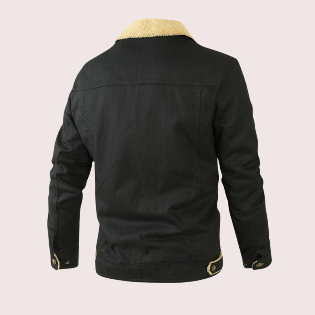 Men's Fleece-Lined Sherpa Collar Outdoor Casual Jacket