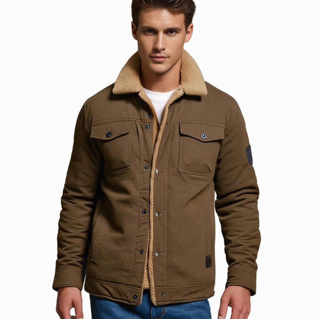 Men's Fleece-Lined Sherpa Collar Outdoor Casual Jacket