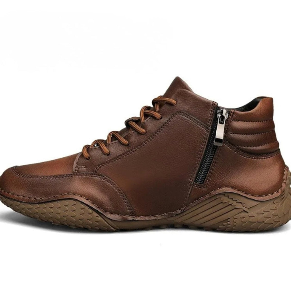 Men's Full-Grain Leather Lace-Up Side-Zip Ankle Boots