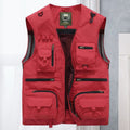 Mens Gilet Multi-Pocket Outdoor Fishing Vest - Red