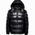 Men's Hooded Puffer Quilted Jacket Full-Zip Winter Coat - Black