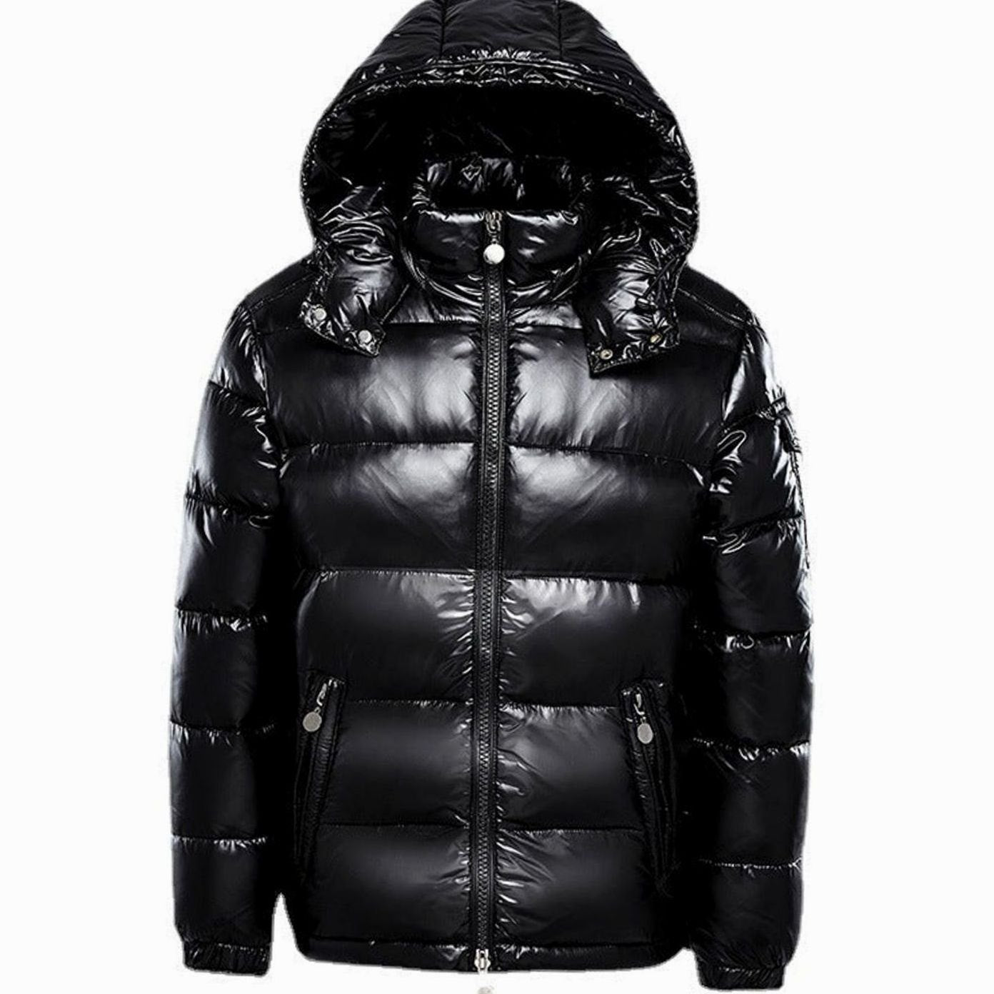 Men's Hooded Puffer Quilted Jacket Full-Zip Winter Coat - Black