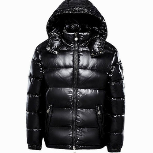 Men's Hooded Puffer Quilted Jacket Full-Zip Winter Coat - Black